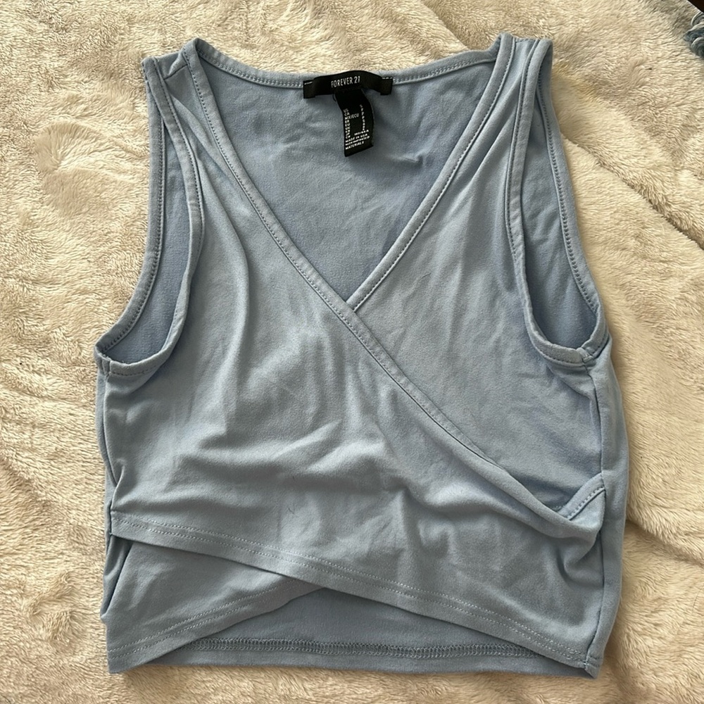 Forever21 blue tie cropped tank top